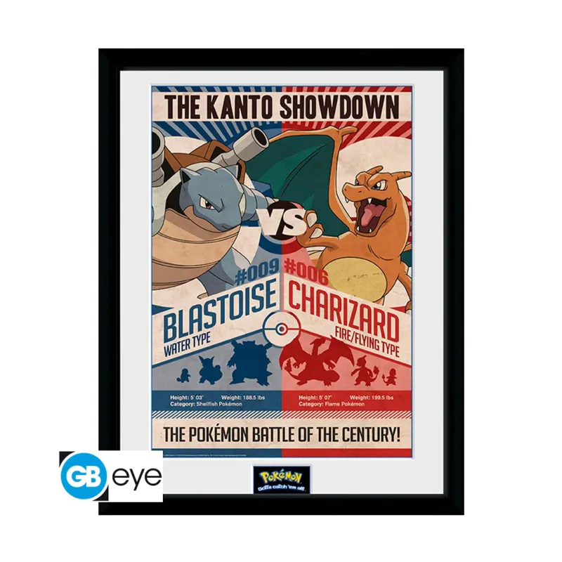 Pokémon - Gerahmtes Bild Red vs. Blue (Glurak vs. Turtok) - 30x40cm