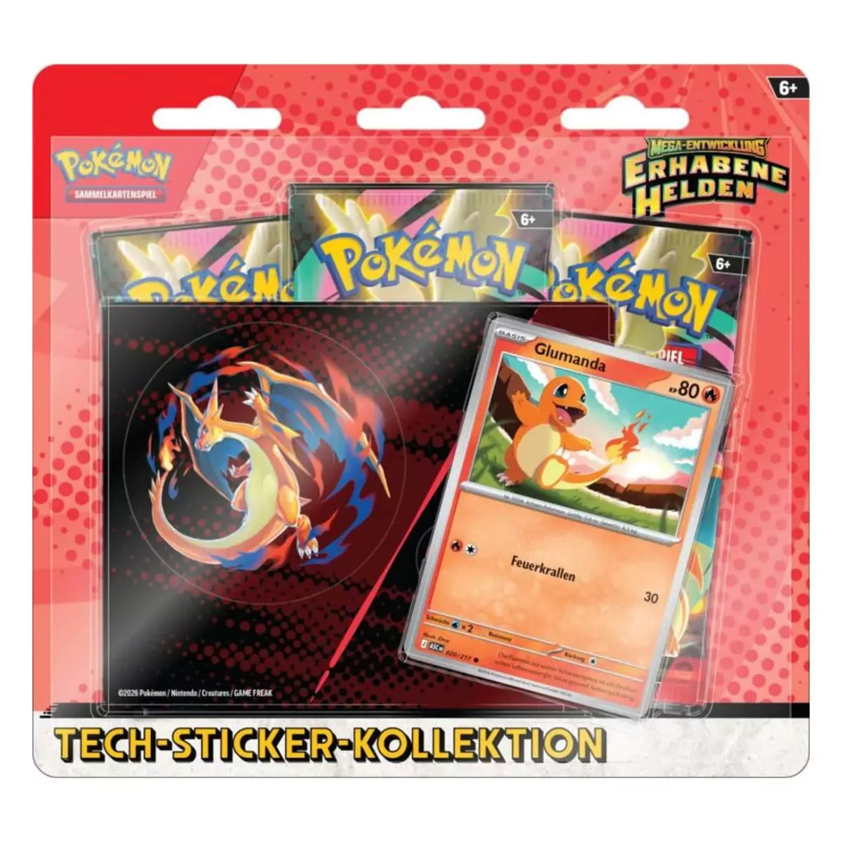 Pokémon - Erhabene Helden Tech-Sticker-Kollektion Glumanda - DE