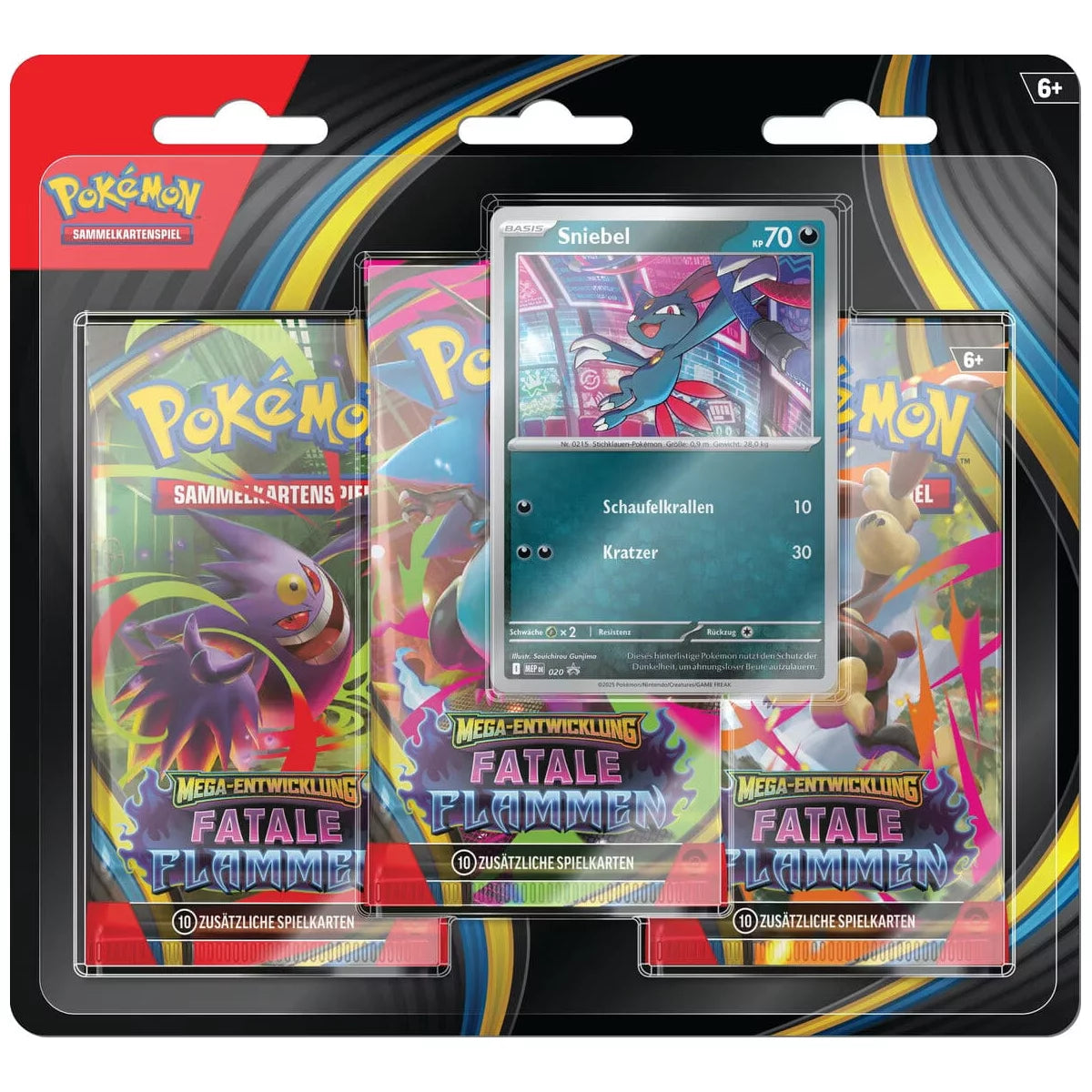 Pokémon Mega-Entwicklung - Fatale Flammen 3-Pack Blister - Sniebel Promo - DE